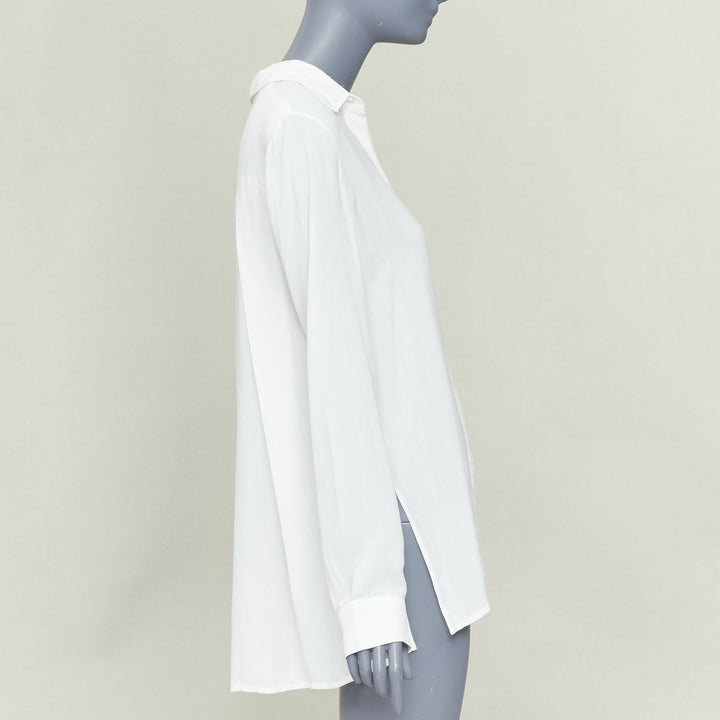 THE ROW Carlton Pleated Back Fluid Crepe white viscose long sleeve shirt XS