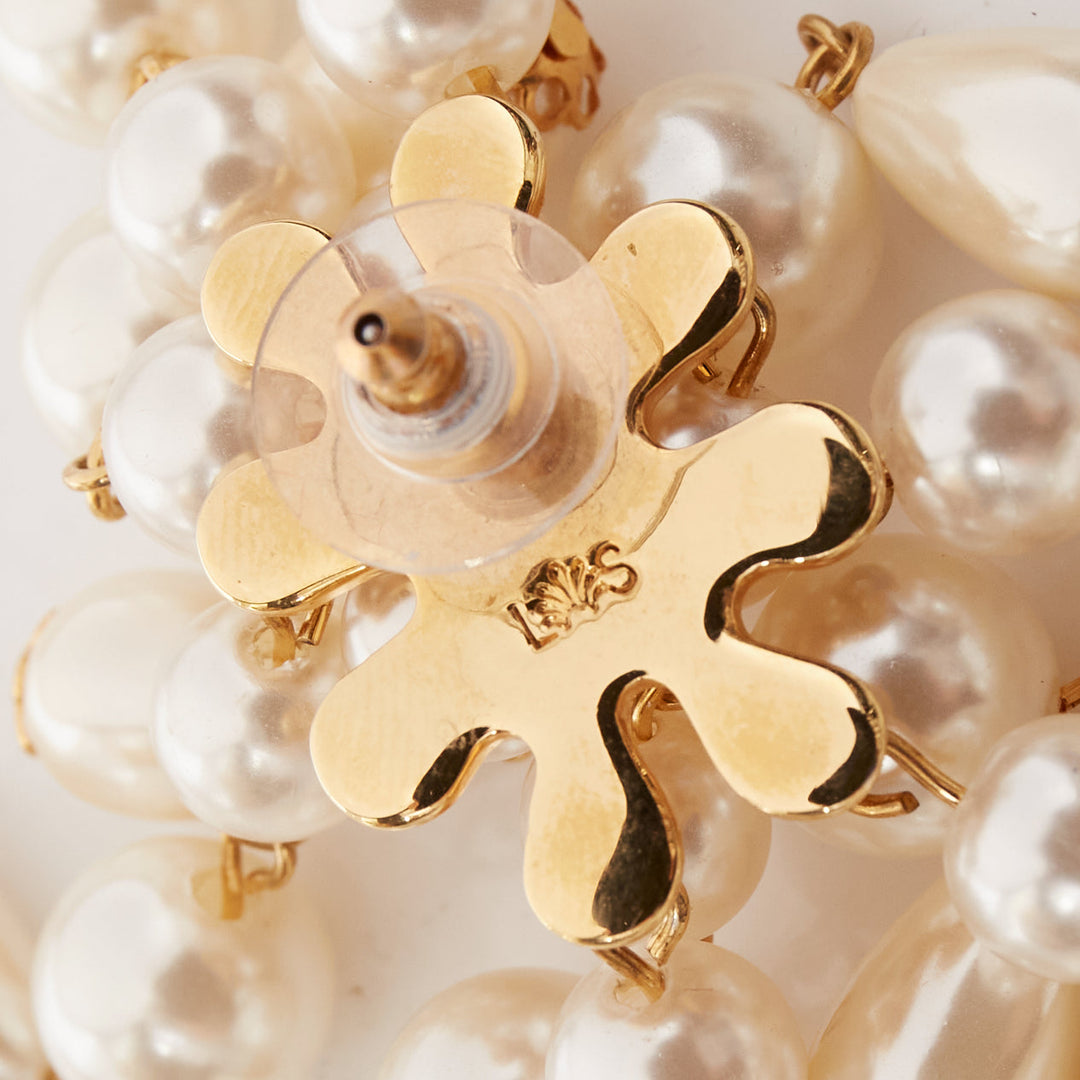LELE SADOUGHI cream faux pearl starburst dangling chandelier pin earrings