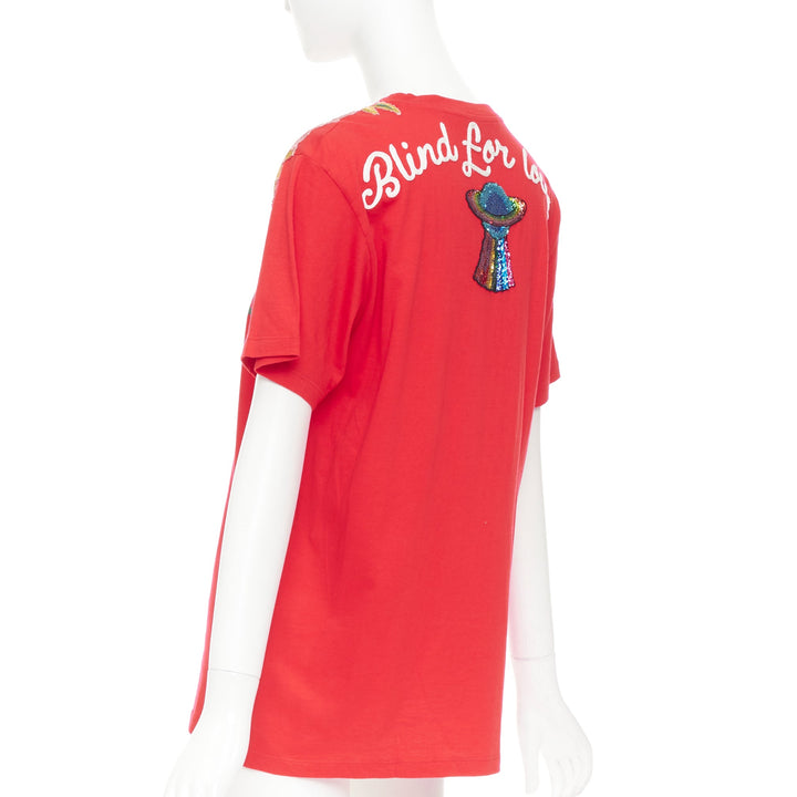 GUCCI 2017 Dover Street Market DSM red cotton flower embroidered t-shirt XS