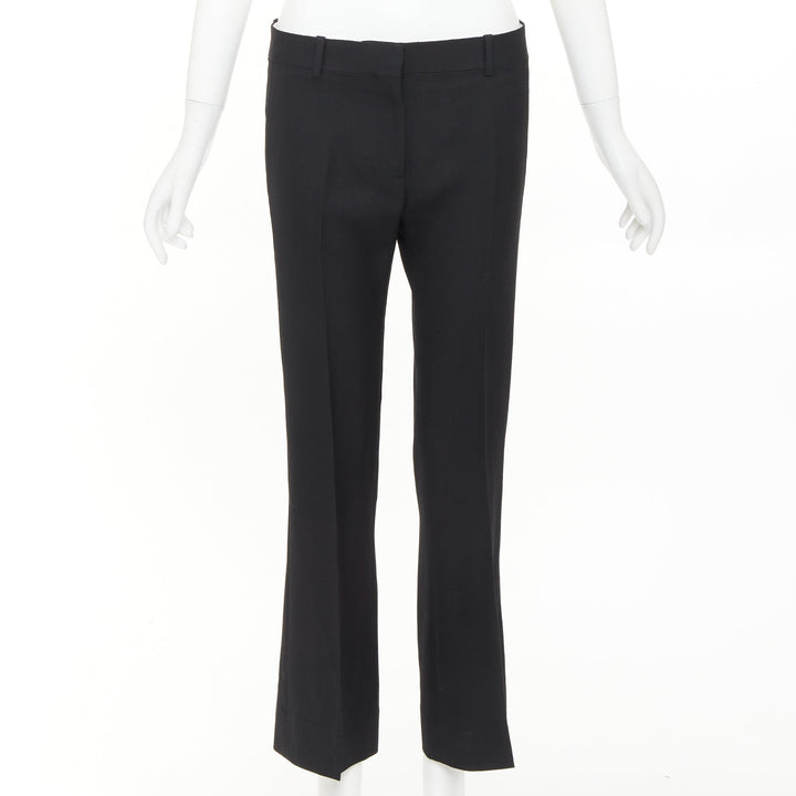 OLD CELINE Phoebe Philo black 100% wool low waist kickflare cropped pants FR36 S