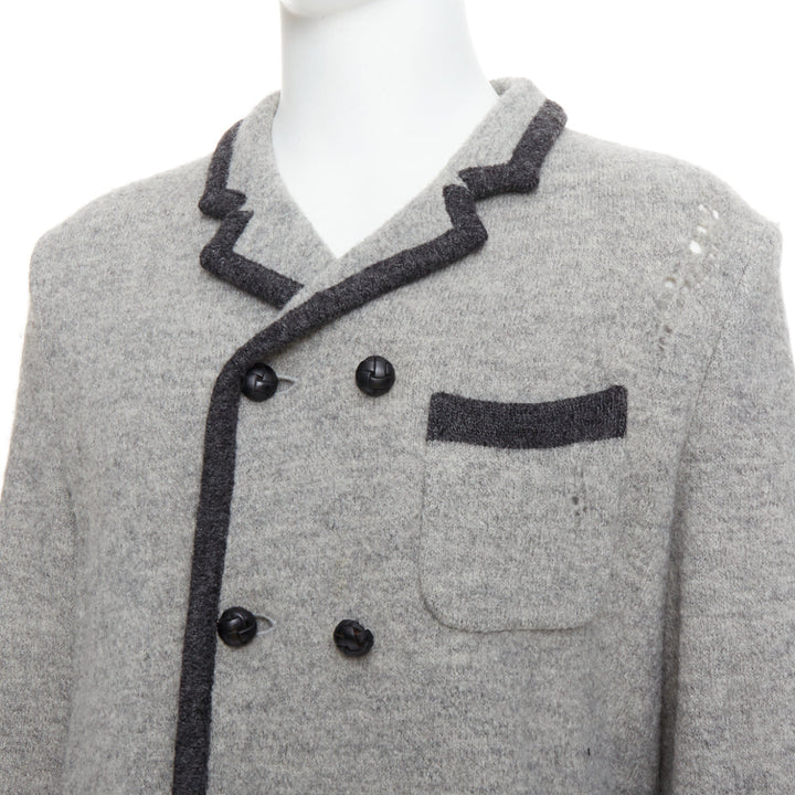 MIHARA YASUHIRO grey wool distressed grunge nautical blazer jacket L