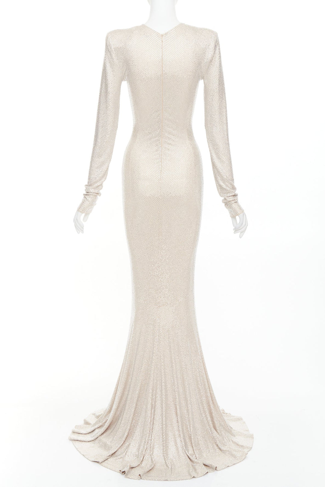 ALEXANDRE VAUTHIER Bridal ivory nude diamond strass crystal long gown dress