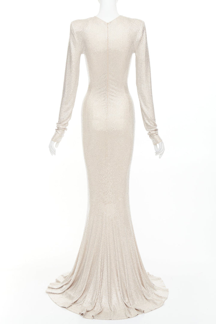 ALEXANDRE VAUTHIER Bridal ivory nude diamond strass crystal long gown dress