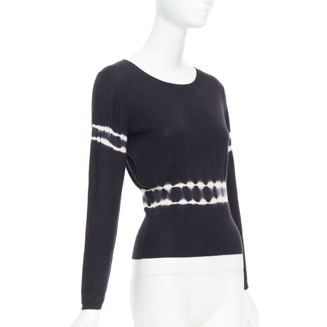 MIU MIU 2013 black cashmere silk tie dye cinched waist pullover sweater IT40 S