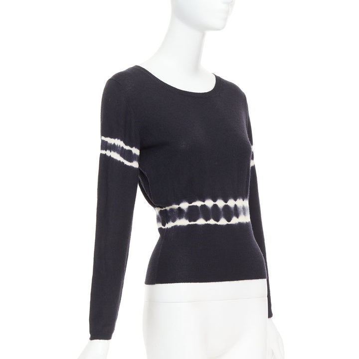 MIU MIU 2013 black cashmere silk tie dye cinched waist pullover sweater IT40 S