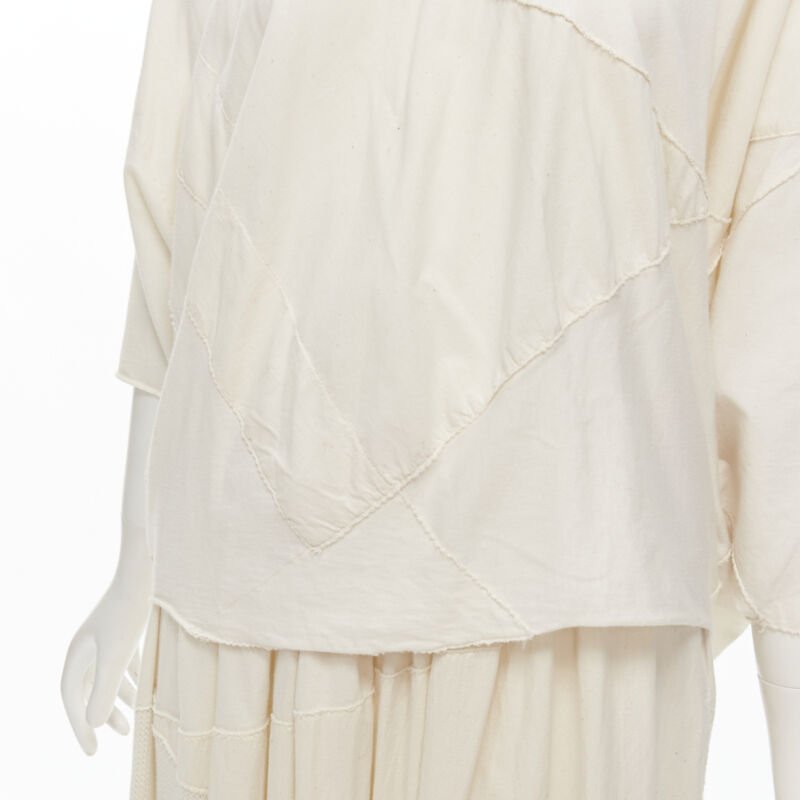 COMME DES GARCONS TRICOT Vintage raw cotton patchwork trapeze top midi skirt