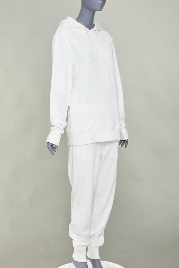 Y3 Classic Core white printed logo sleeved hoodie jogger track pants set S