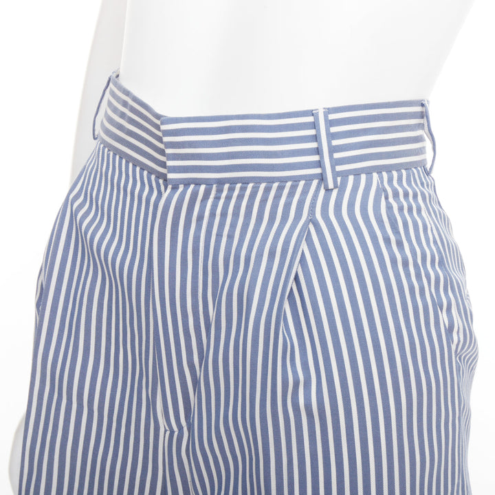 CHRISTIAN DIOR blue white silk cotton striped nautical wide pants FR32 XXS