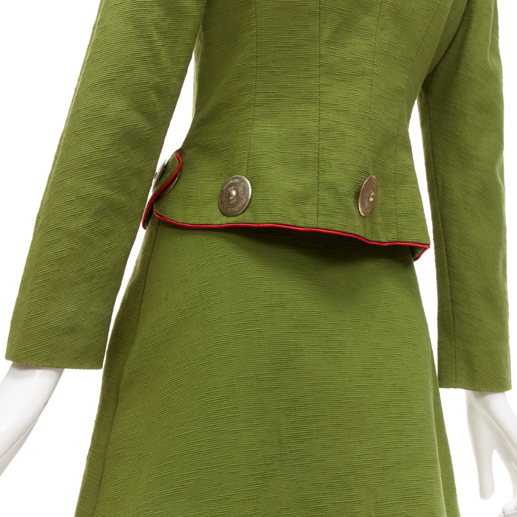 rare CHRISTIAN DIOR John Galliano 1999 Mao Communist green skirt suit FR36/38