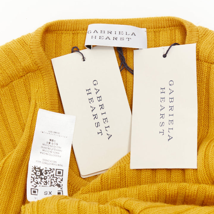 GABRIELA HEARST Meier mustard yellow wool cashmere knit belted midi dress XS