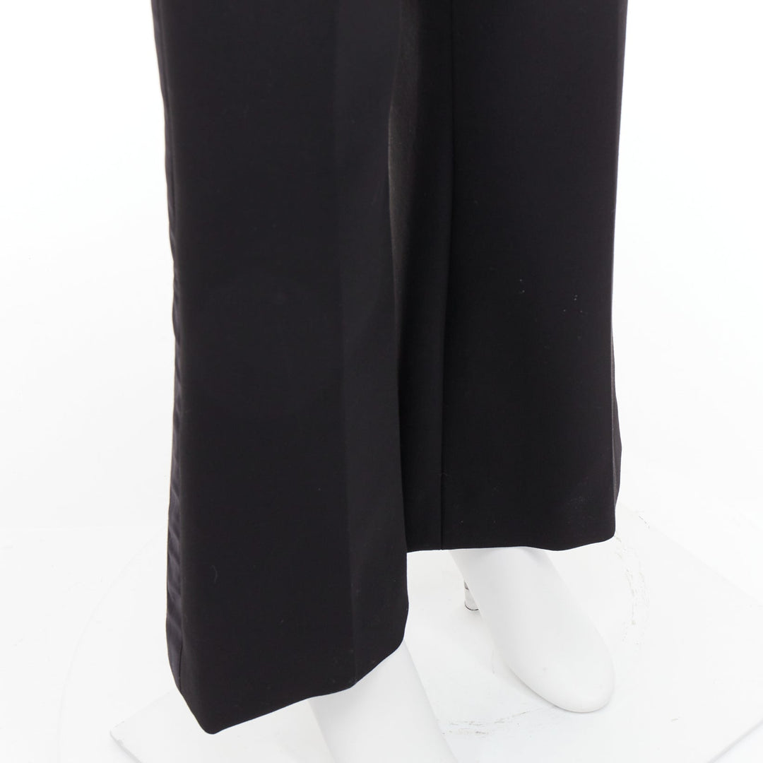 VVB VICTORIA BECKHAM black mid waist flare wide leg trousers UK6 XS