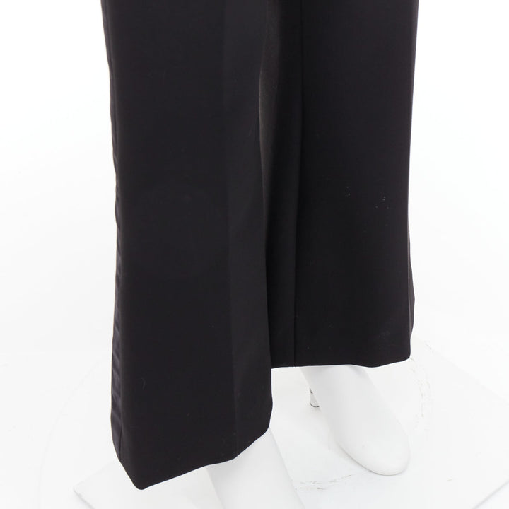 VVB VICTORIA BECKHAM black mid waist flare wide leg trousers UK6 XS