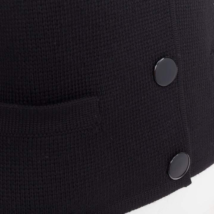 SAINT LAURENT 2014 black heavy knit wool round buttons raglan sleeves cardigan M