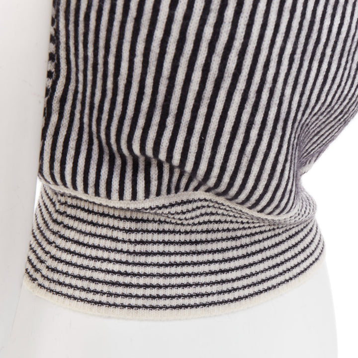 VALENTINO black cream wool mohair blend checkered striped knitted vest S