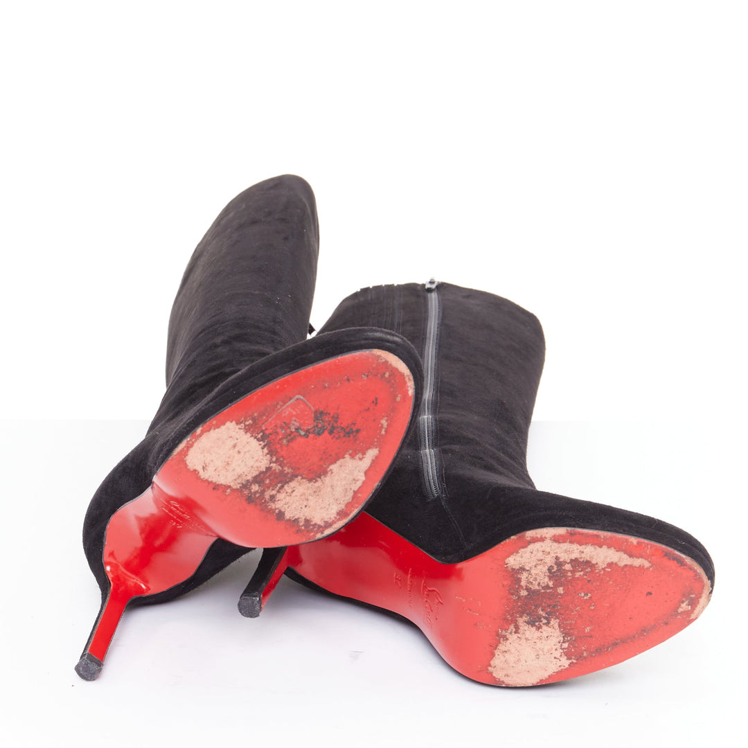 CHRISTIAN LOUBOUTIN Botalili 100 veau velour black suede platform boots EU37.5