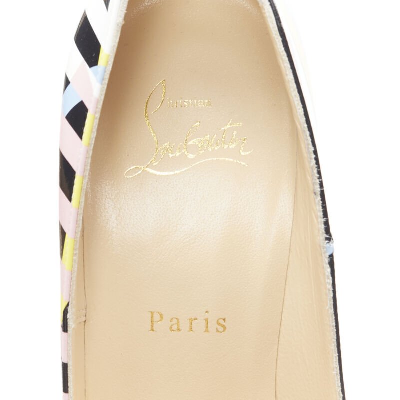 CHRISTIAN LOUBOUTIN So Kate 120 Cinestripes patent stiletto pigalle EU36.5