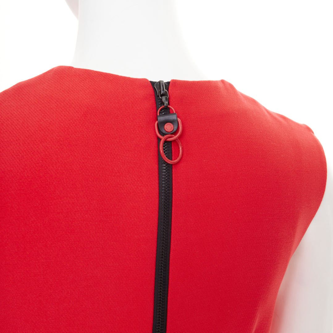 LOUIS VUITTON red ruffle sleeveless viscose blend cocktail dress FR36 S