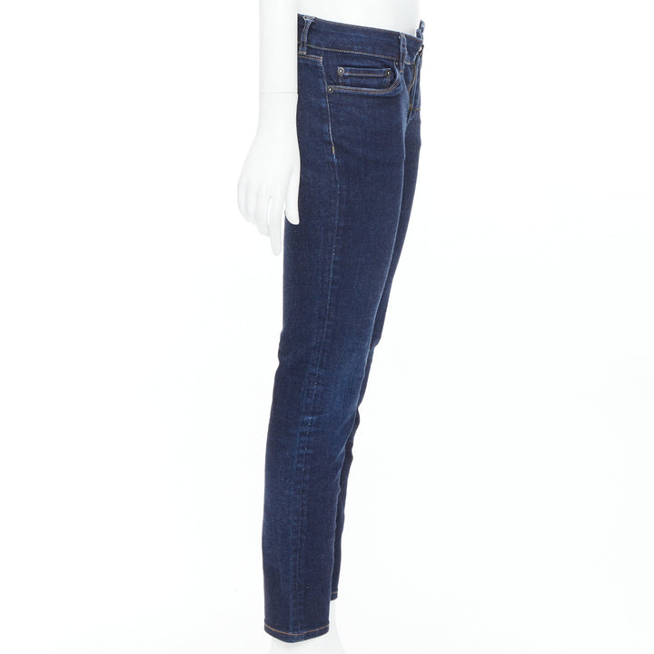 PRADA washed dark blue contour fit cropped skinny jeans XS