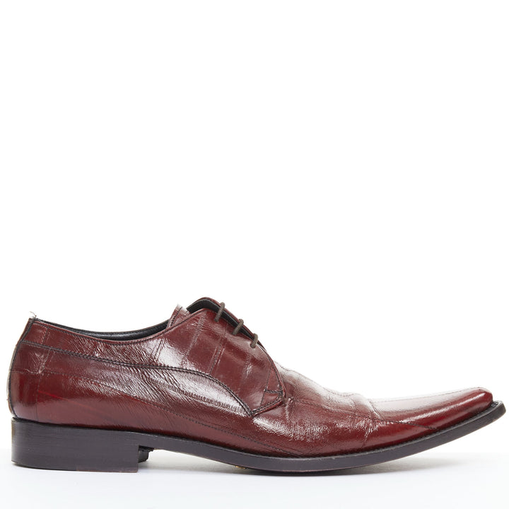 DOLCE GABBANA burgundy leather curled toe brogue shoes UK6 EU40