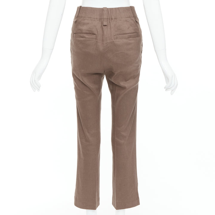 ISSEY MIYAKE brown linen blend high waist pants JP1 S