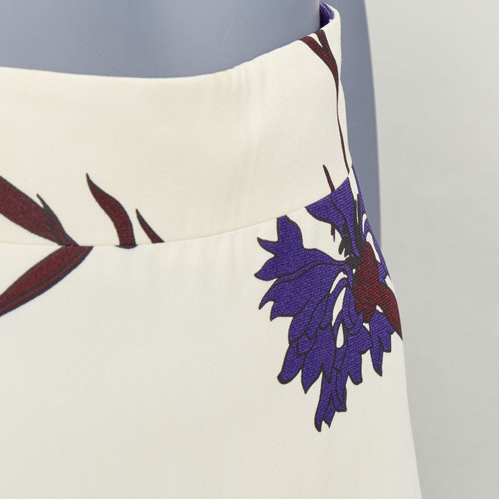 MIU MIU 2014 cream purple floral high waisted Aline skirt IT38 XS