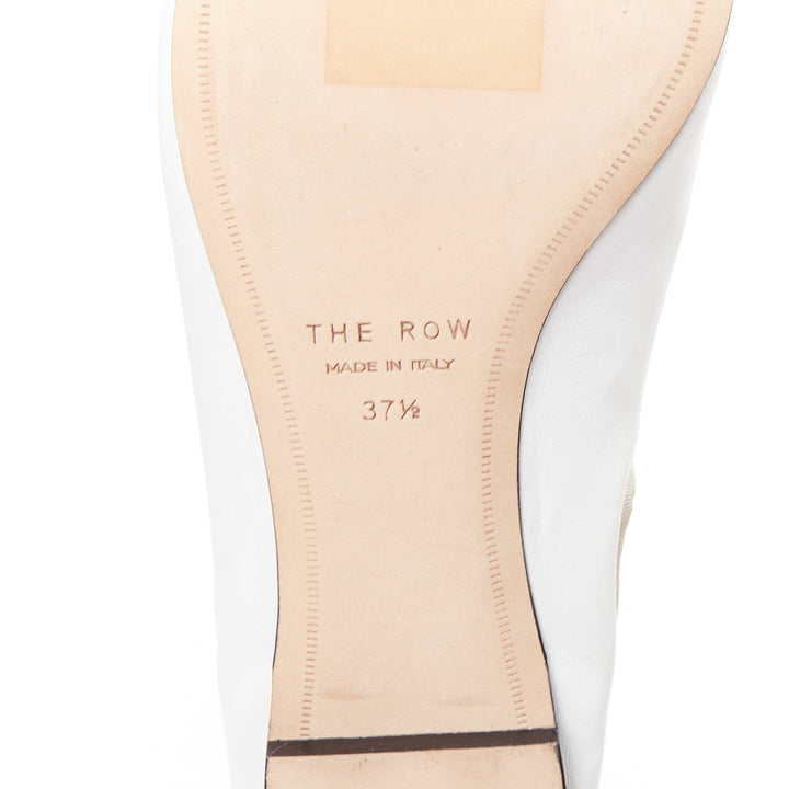 THE ROW cream grosgrain leather nude trimmed ballet flats EU37.5