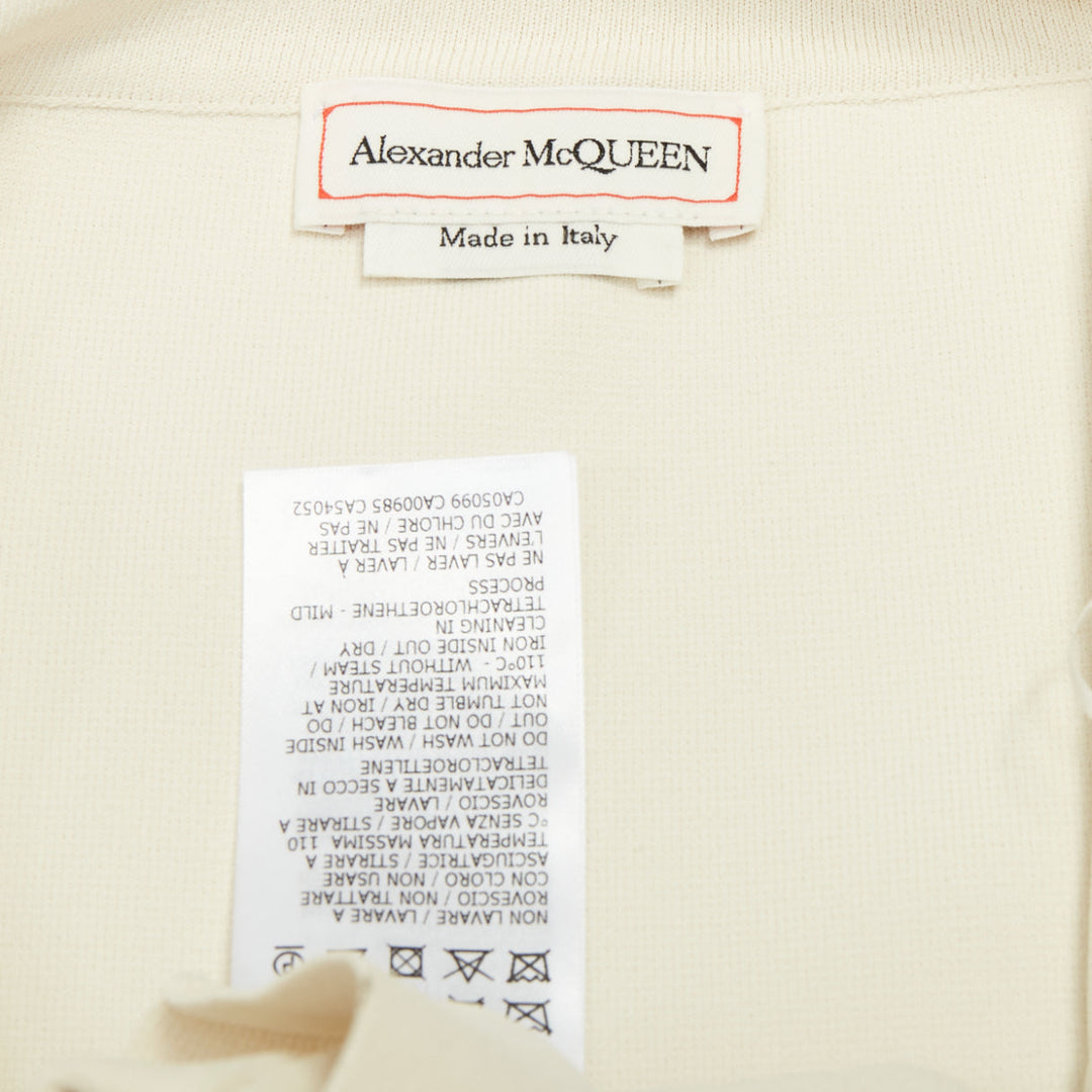 ALEXANDER MCQUEEN 2020 ivory viscose knit ruffle trim asymmetric midi skirt XS