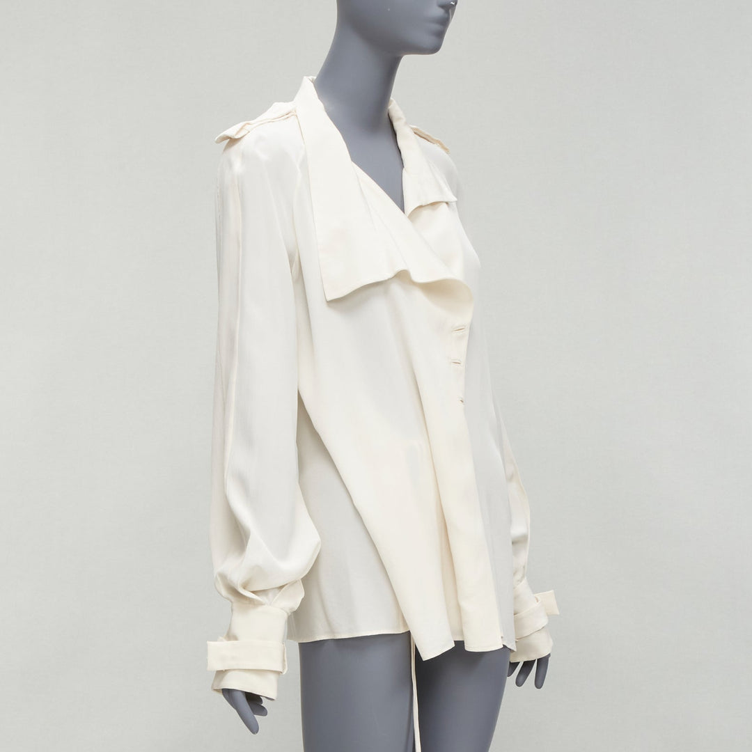 TOM FORD 100% silk ivory trench detail light flowy jacket IT42 M