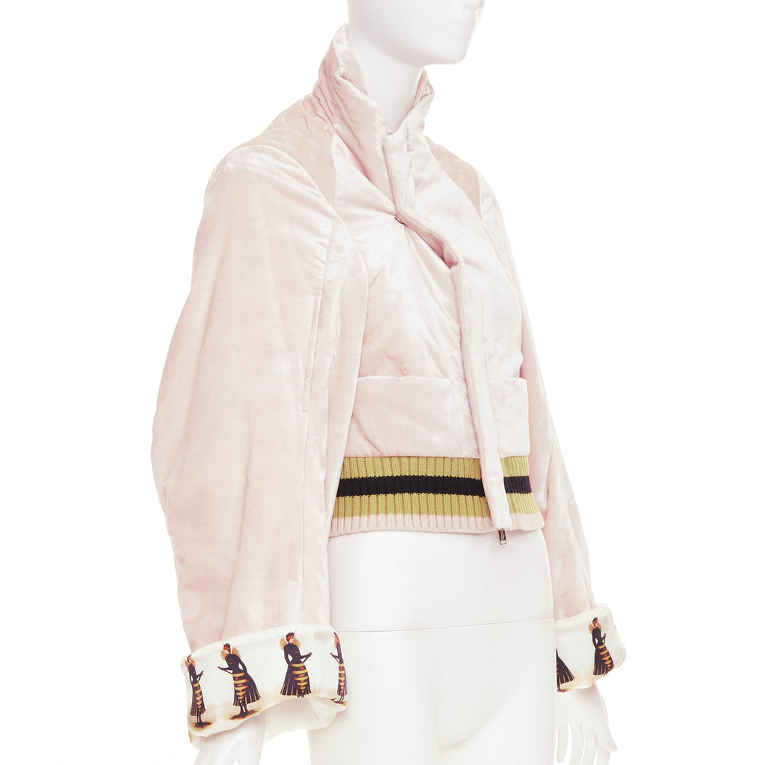 UNDERCOVER 2017 pale pink fairy graphic velvet blouson crop jacket JP2 M