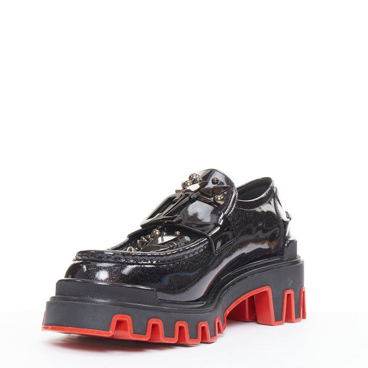 rare CHRISTIAN LOUBOUTIN MARVEL The Amazing Loubi Flat Cosmos black loafer EU41