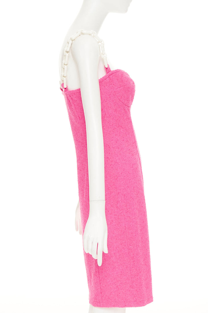 MOSCHINO Cheap and Chic Chunky Chain barbie pink boucle dress IT44 L
