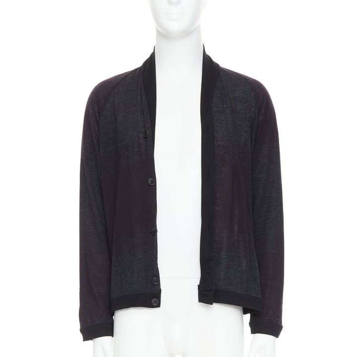 STEPHEN SCHNEIDER dark grey 100% wool gradient knit cardigan Sz4 M