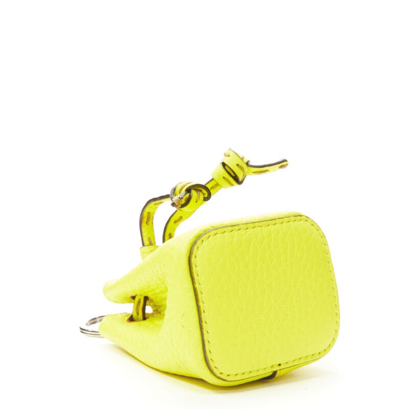 FENDI Mon Tresor Micro Bucket drawstring bright yellow leather bag charm