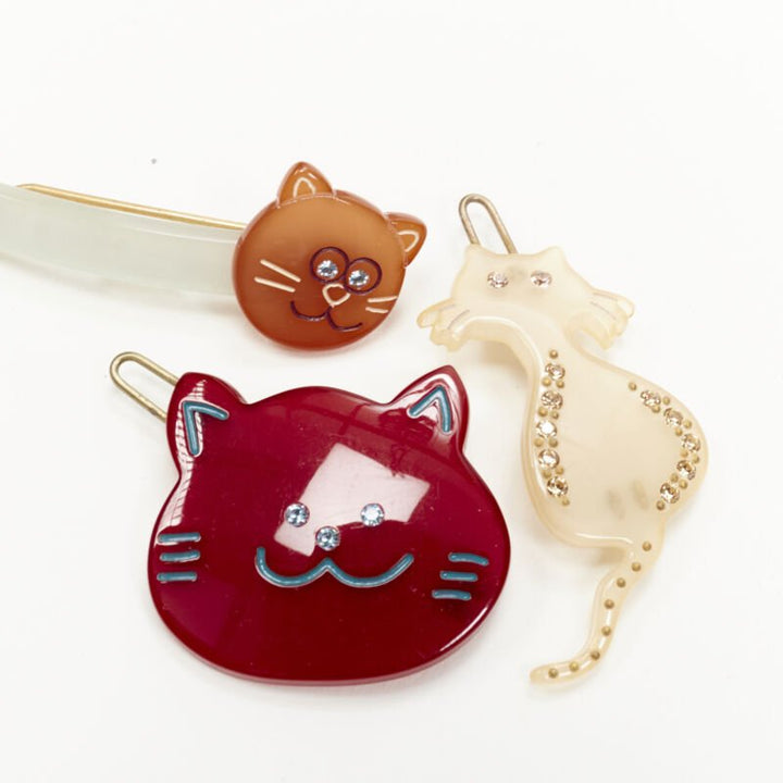 CHIC & MODE Alexandre Zouari crystal red cat crystal hair tie clip comb X10