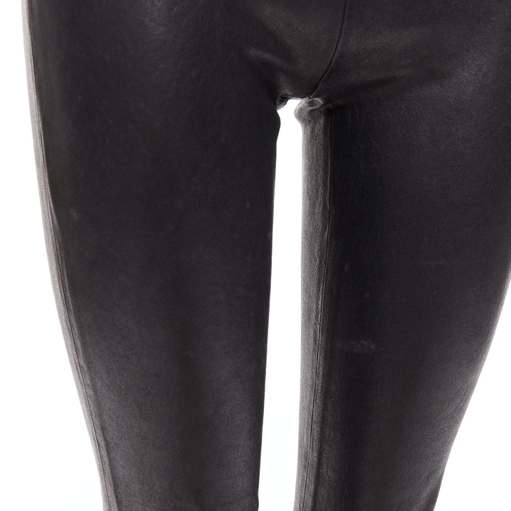 J BRAND black lambskin leather panelled legging pants S
