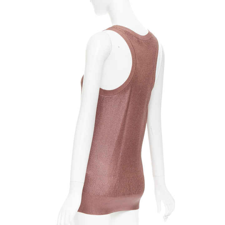 GUCCI metallic copper coated GG logo charm knit mini dress M