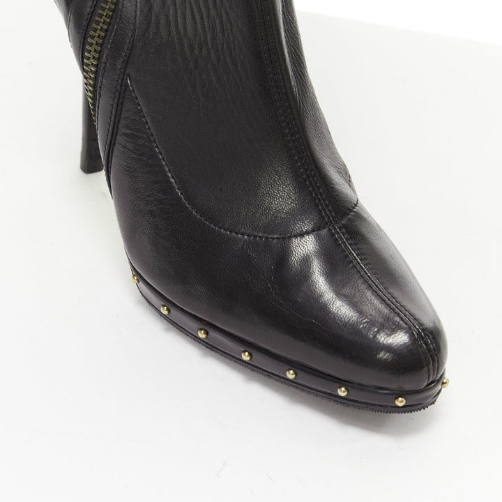 GUCCI TOM FORD 2003 Runway black leather studded thigh high boots EU37