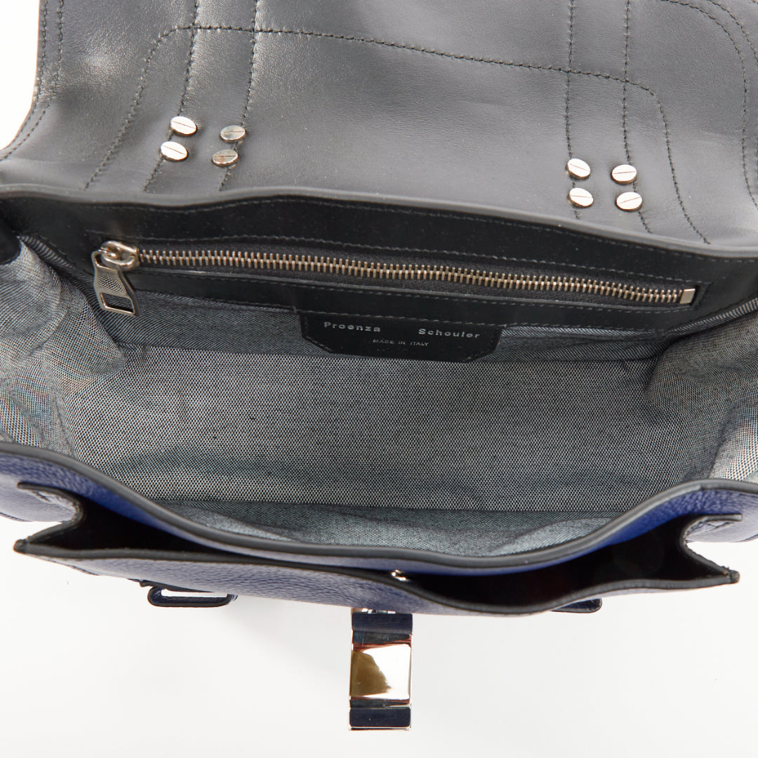 PROENZA SCHOULER Runway PS1 Tiny blue leather patchwork multi charm bag