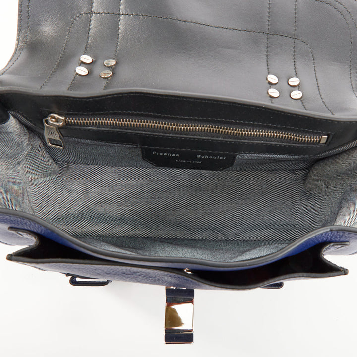 PROENZA SCHOULER Runway PS1 Tiny blue leather patchwork multi charm bag