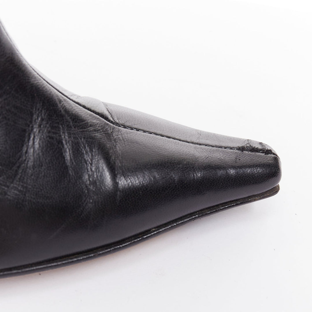 JIMMY CHOO black pointed square toe spool heeled ankle boots EU39.5