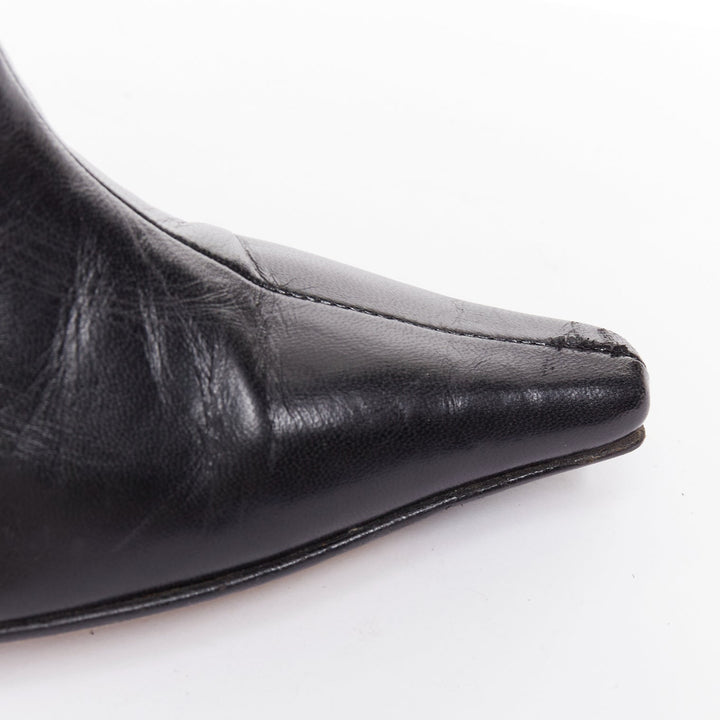JIMMY CHOO black pointed square toe spool heeled ankle boots EU39.5