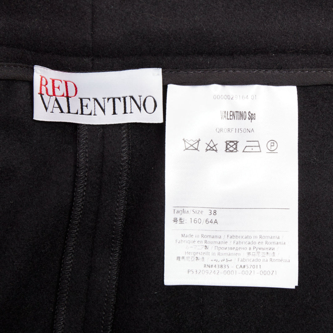 RED VALENTINO black wool blend gold logo buttons mini shorts IT38 XS