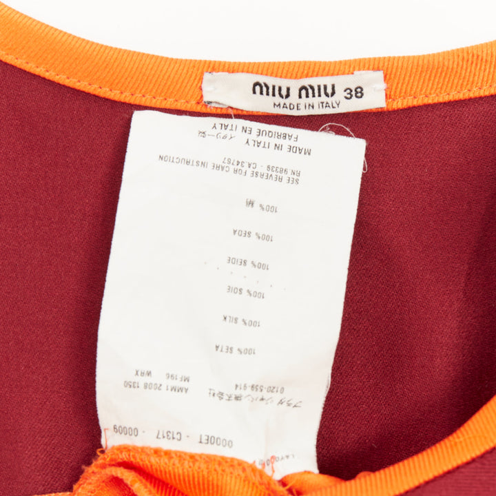rare MIU MIU 2008 Runway Vintage Sportif geometric silk satin dress IT38 XS