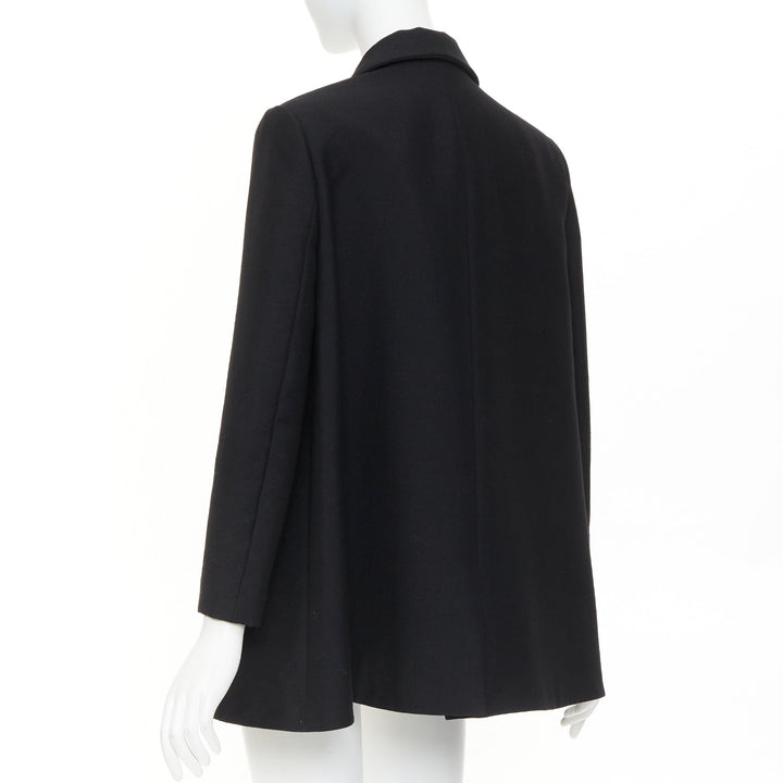 BALENCIAGA 2021 Trapeze black textured patch pocket A-line flared blazer coat