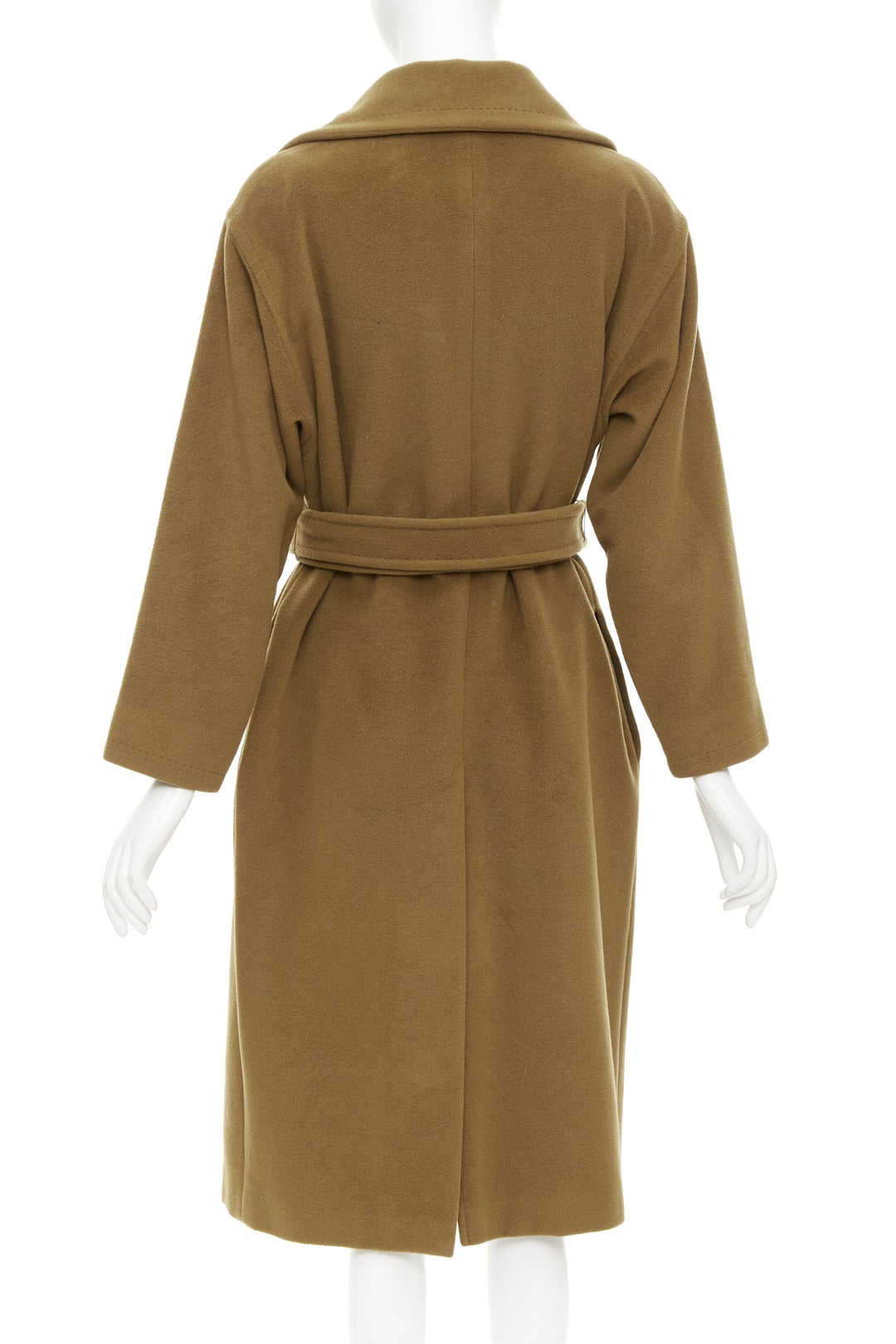 MAX MARA camel brown wool cashmere belted wide collar coat S