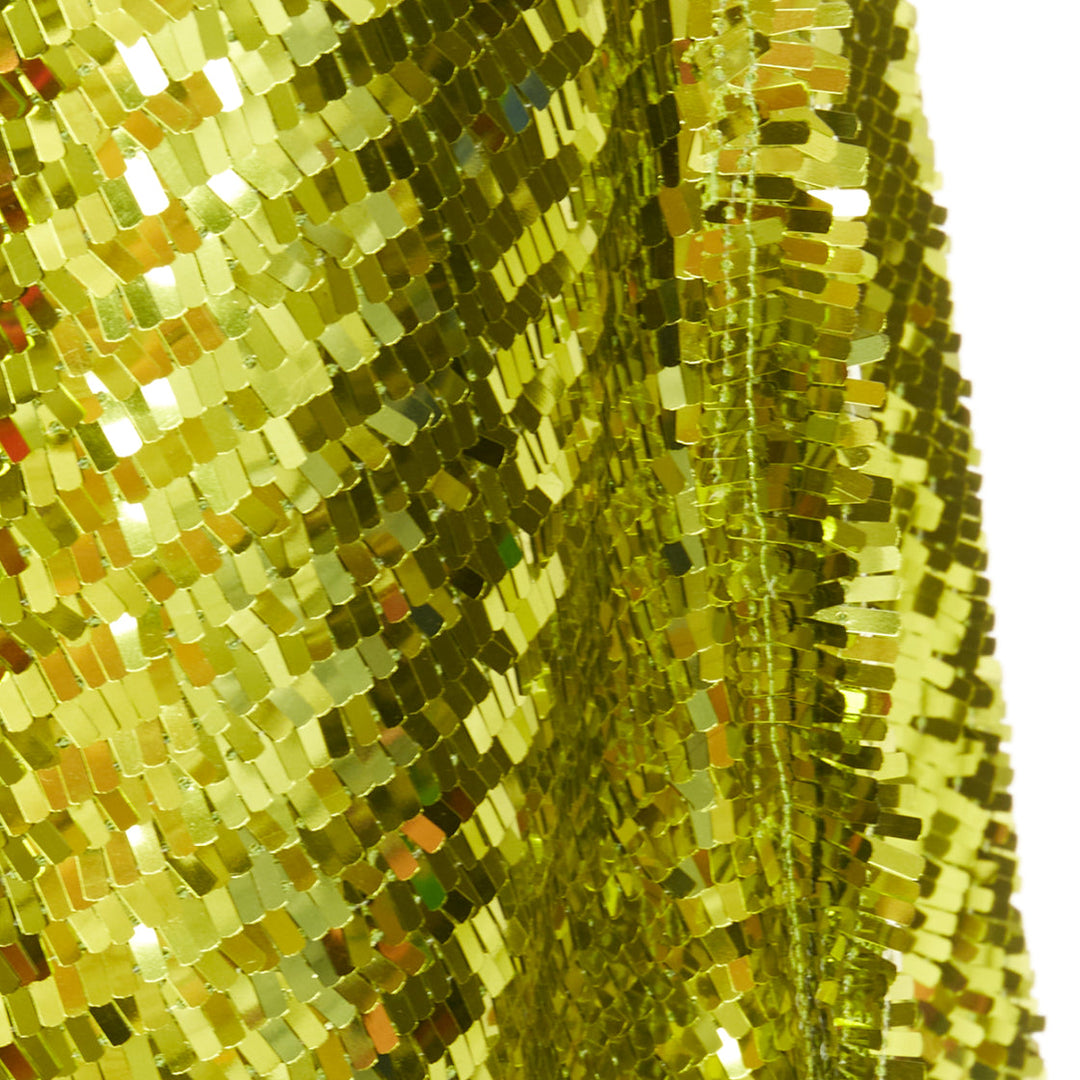 DSQUARED2 acid lime green rectangular sequins piping trim skater skirt IT38 XS