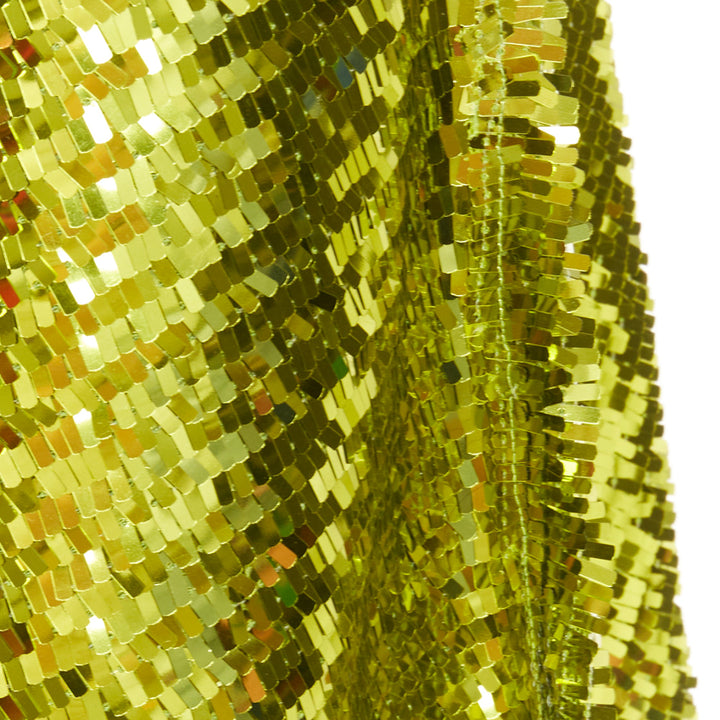 DSQUARED2 acid lime green rectangular sequins piping trim skater skirt IT38 XS