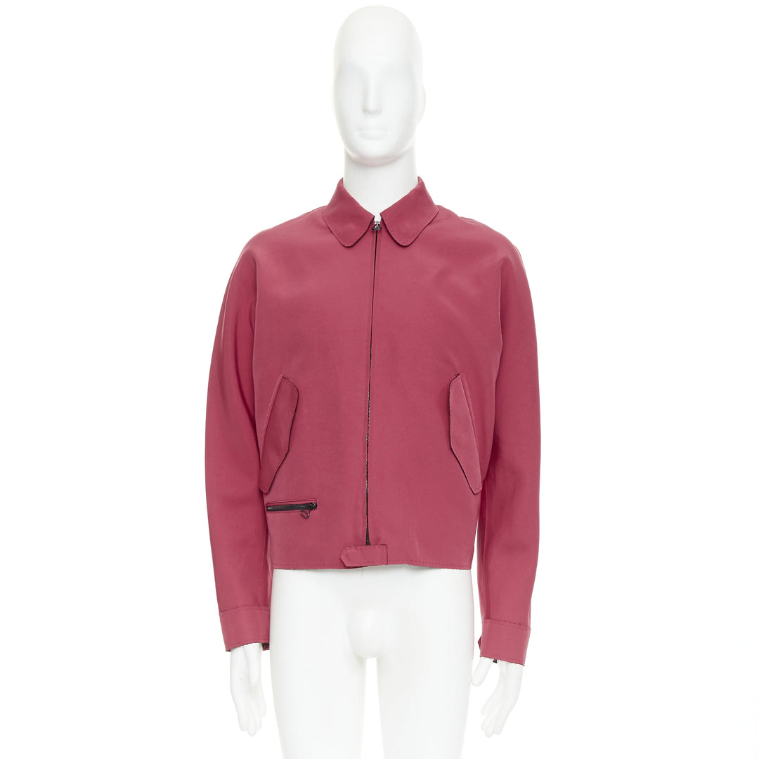 LANVIN red triacetate flap pocketed biker style bomber jacket FR46 S
