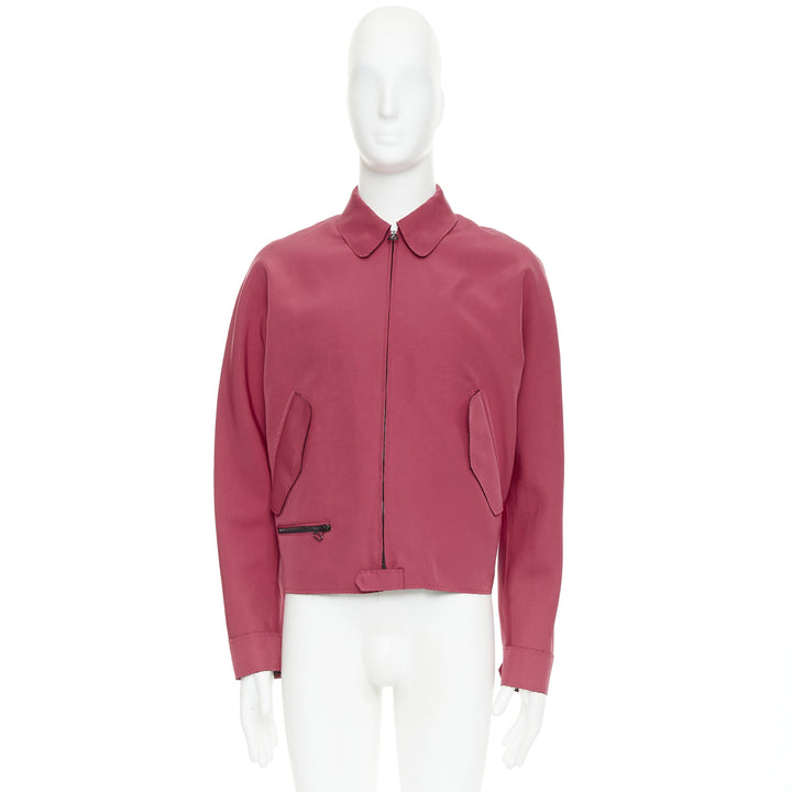 LANVIN red triacetate flap pocketed biker style bomber jacket FR46 S