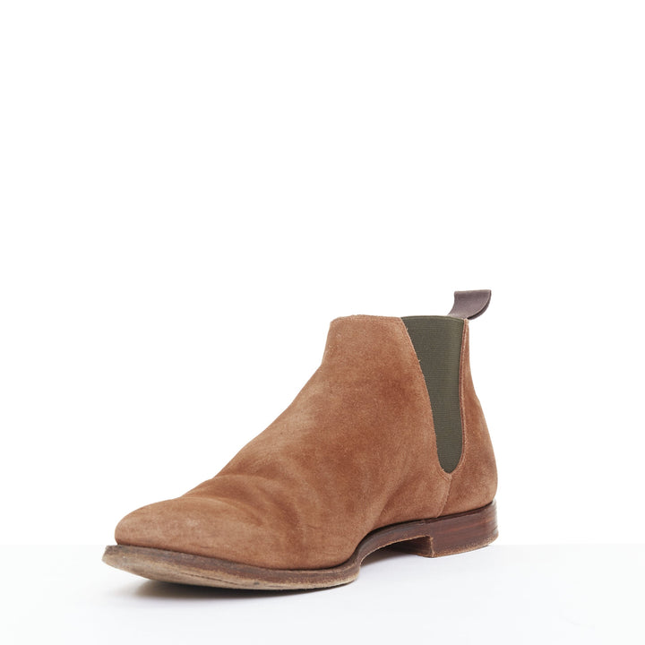 CROCKETT & JONES Chelsea tan brown repello suede ankle boots UK6.5 EU40.5